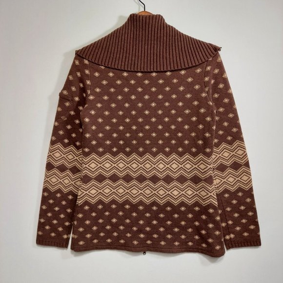Athleta Teton Cardigan Full Zip LS Wool Nylon Blend Sweater Womens Large Brown - Picture 9 of 9